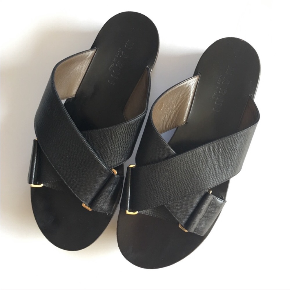 Marni Leather Platform Slides